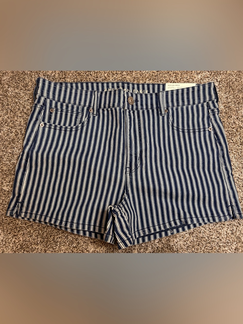 NWT American Eagle Hi-Rise Shortie Striped Shorts Size 16